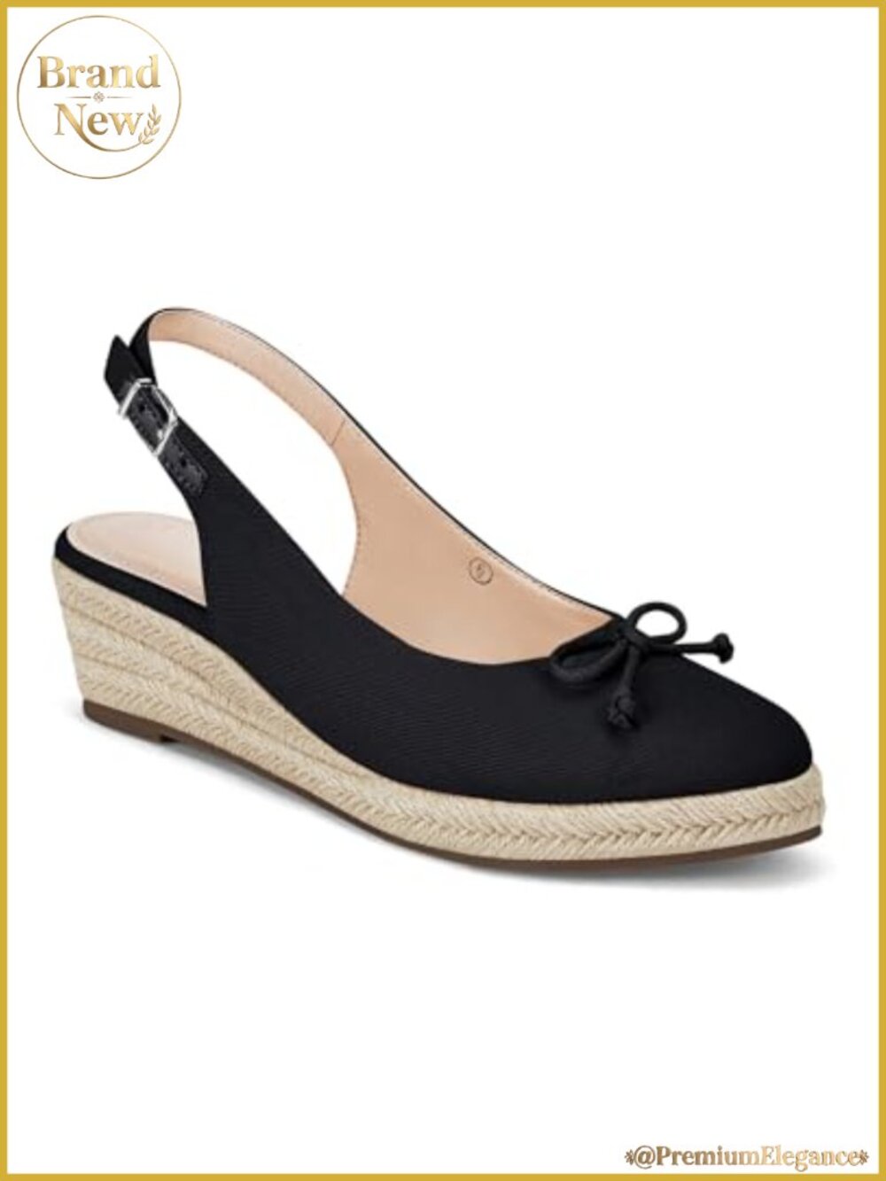 Women's Closed Toe Espadrilles Wedges Slingback Mid Heel Canvas Bow Dress